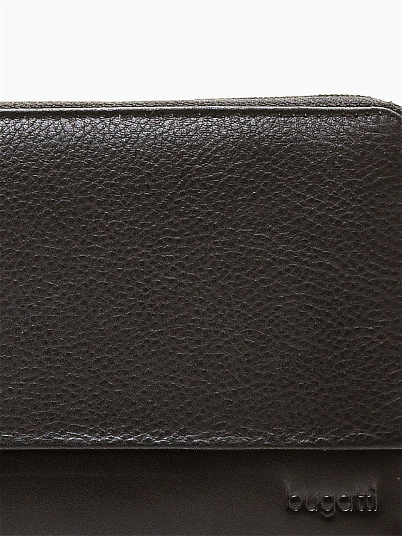 Кошелёк BUGATTI Atlanta, на молнии, чёрный, натуральная воловья кожа, 19,5х2,5х10,5 см