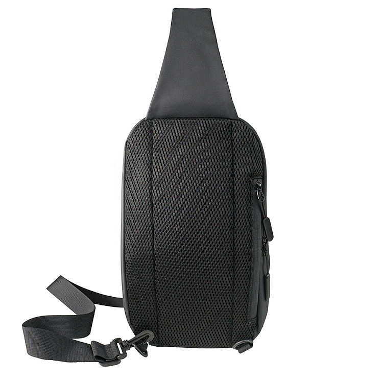 Сумка на плечо водостойкая "Sling", чёрный, 33 х 18 х11 см, 100% полиуретан