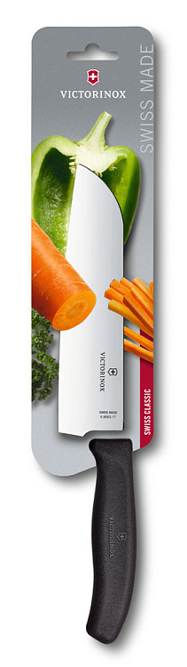 Нож сантоку VICTORINOX SwissClassic, 17 см, чёрный, в картонном блистере