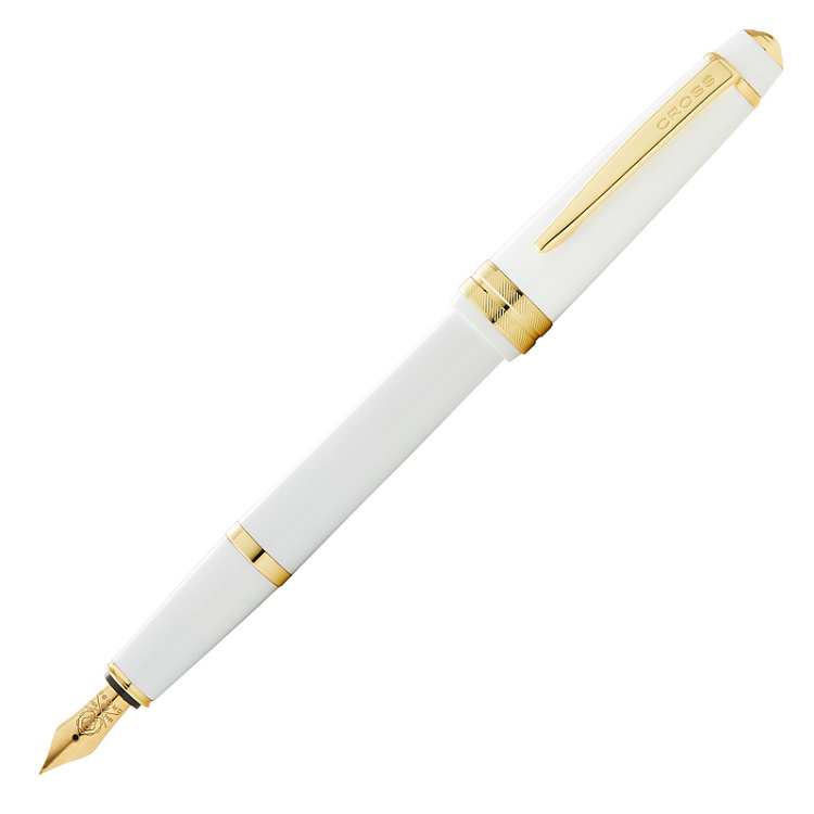 Перьевая ручка Cross Bailey Light Polished White Resin and Gold Tone, перо F