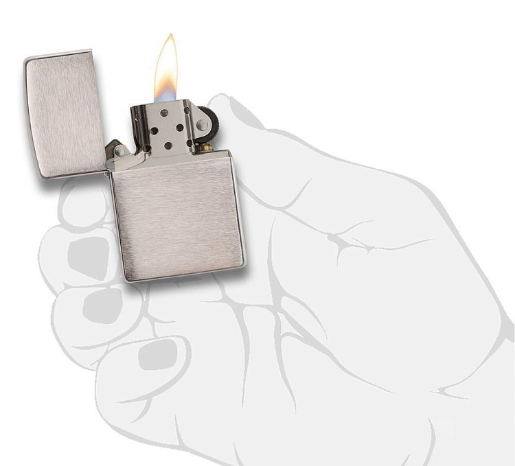 Зажигалка ZIPPO Classic с покрытием Brushed Chrome, латунь/сталь, серебристая, матовая, 38x13x57 мм