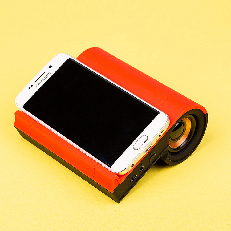 Колонка Bluetooth TIK-N-TALK, с функцией беспроводной зарядки, черный с красным