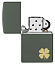 Зажигалка ZIPPO Four Leaf Clover с покрытием Green Matte, латунь/сталь, зеленая, 38x13x57 мм