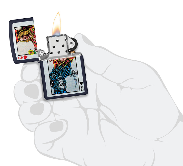 Зажигалка ZIPPO Queen Design с покрытием Navy Matte, латунь/сталь, синяя, матовая, 38x13x57 мм