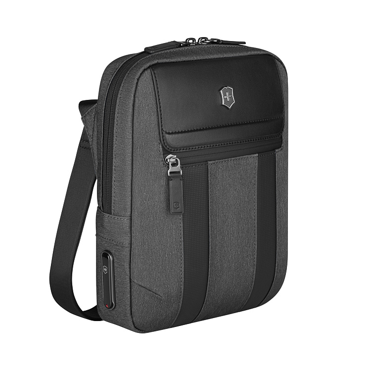 Сумка через плечо VICTORINOX Architecture Urban 2 Crossbody Bag,серый, полиэстер/кожа, 9x22x28 см,6л