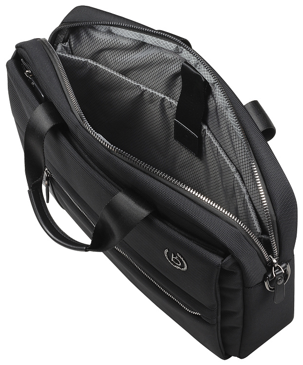 Портфель мужской BUGATTI Nero 15'', чёрный, нейлон 1680D/кожа, 42х10х30 см