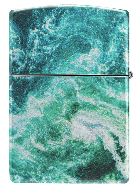 Зажигалка ZIPPO Rogue Wave с покрытием 540 Tumbled Chrome, латунь/сталь, бирюзовая, 38x13x57 мм