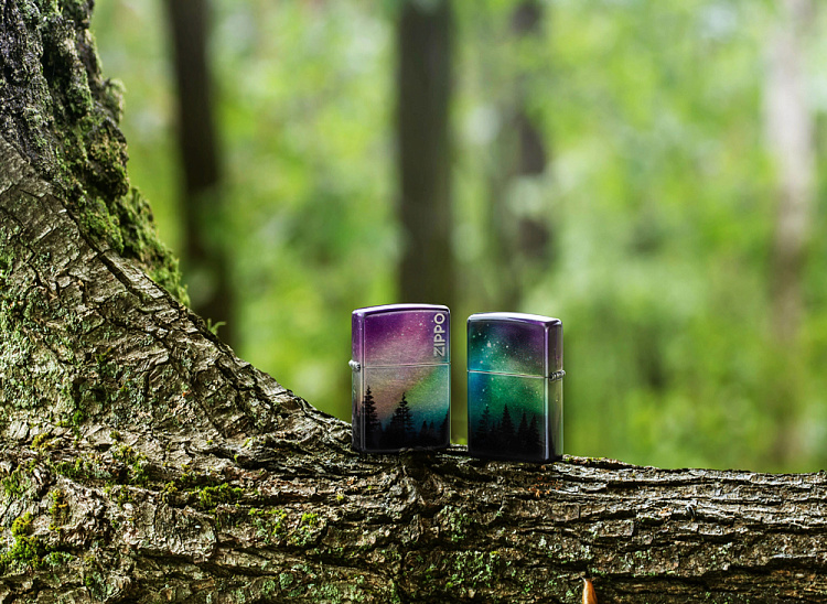 Зажигалка ZIPPO Colorful Sky с покрытием 540 Tumbled Chrome, латунь/сталь, разноцветная, 38x13x57 мм