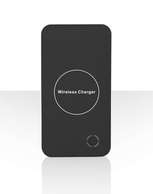 Беспроводное зарядное устройство, 6000 mAh, черный, покрытие soft touch