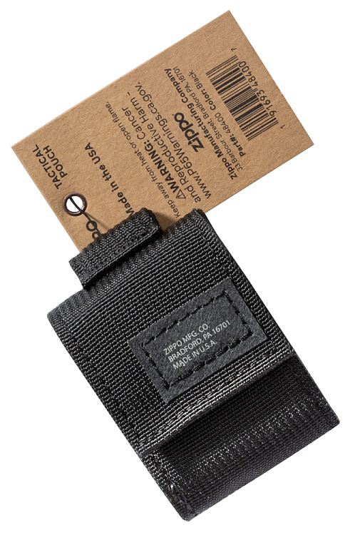Чехол ZIPPO для широкой зажигалки,нейлон,с нейлоновым фиксатором на ремень, черный