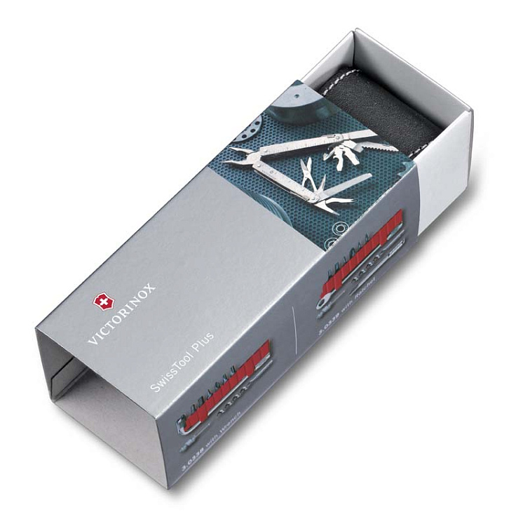 Мультитул VICTORINOX SwissTool X Plus Ratchet, 115 мм, 40 функций, в кожаным чехле
