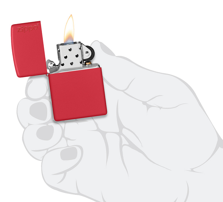Зажигалка ZIPPO Classic с покрытием Red Matte, латунь/сталь, красная, матовая, 38x13x57 мм