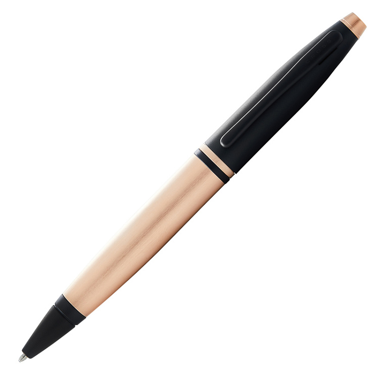 Шариковая ручка Cross Calais Brushed Rose Gold Plate and Black Lacquer
