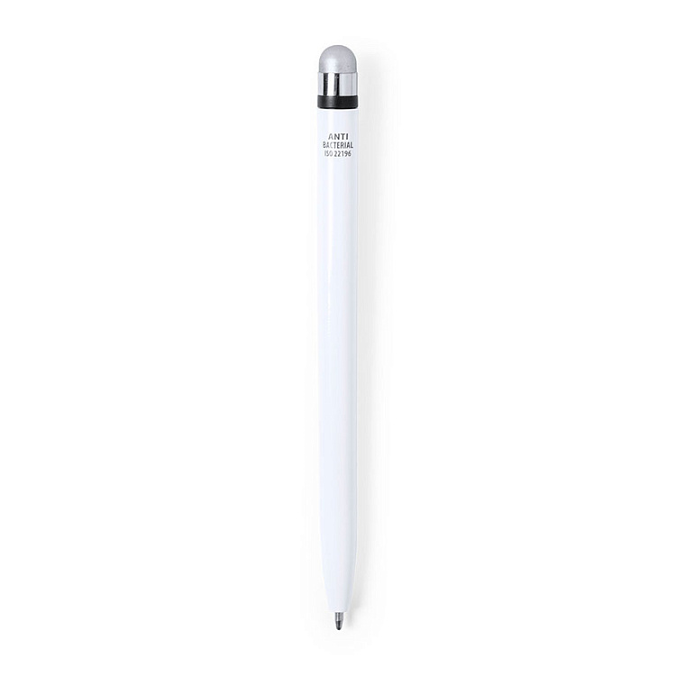 Шариковая ручка со стилусом VERNE, белый,  антибактериальный пластик