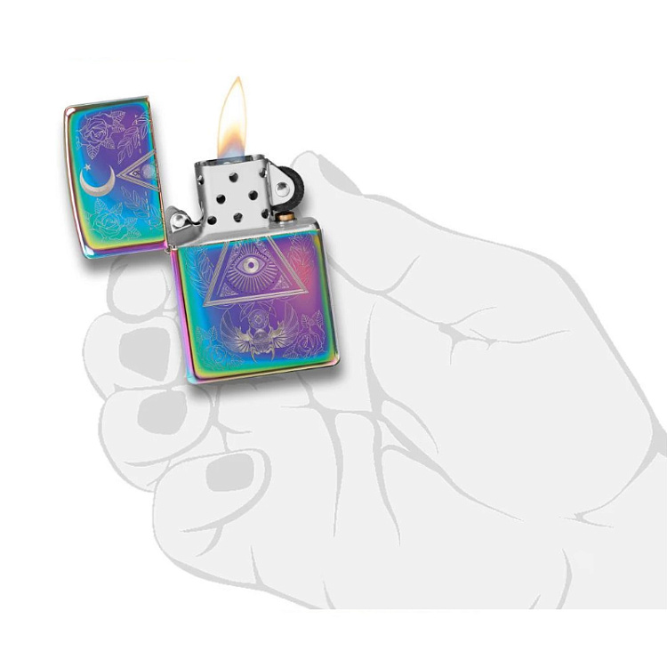 Зажигалка ZIPPO Classic с покрытием Multi Color, латунь/сталь, разноцветная, глянцевая, 38x13x57 мм