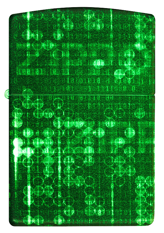 Зажигалка ZIPPO Pattern с покрытием Glow In The Dark Green, латунь/сталь, черно-зеленая, 38x13x57 мм