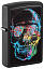 Зажигалка ZIPPO Skull Design с покрытием Black Matte, латунь/сталь, черная, 38x13x57 мм