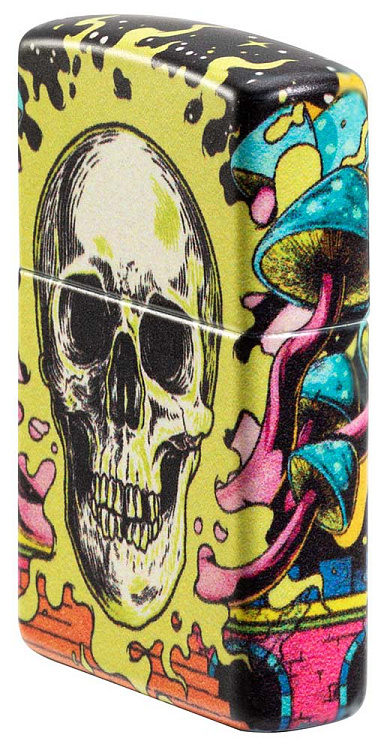 Зажигалка ZIPPO Skull Design с покрытием Glow In The Dark Green,латунь/сталь,разноцветная38x13x57 мм