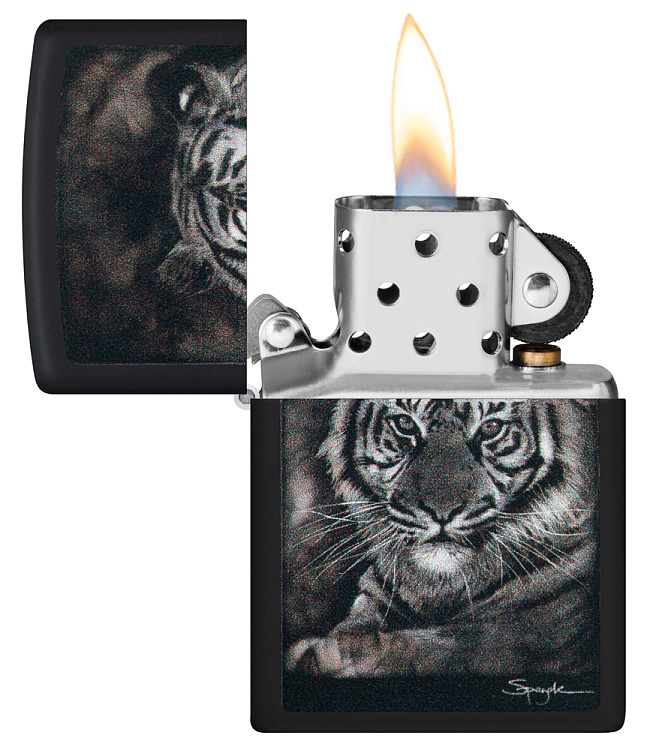 Зажигалка ZIPPO Spazuk Design с покрытием Black Matte, латунь/сталь, чёрная, матовая, 38x13x57 мм
