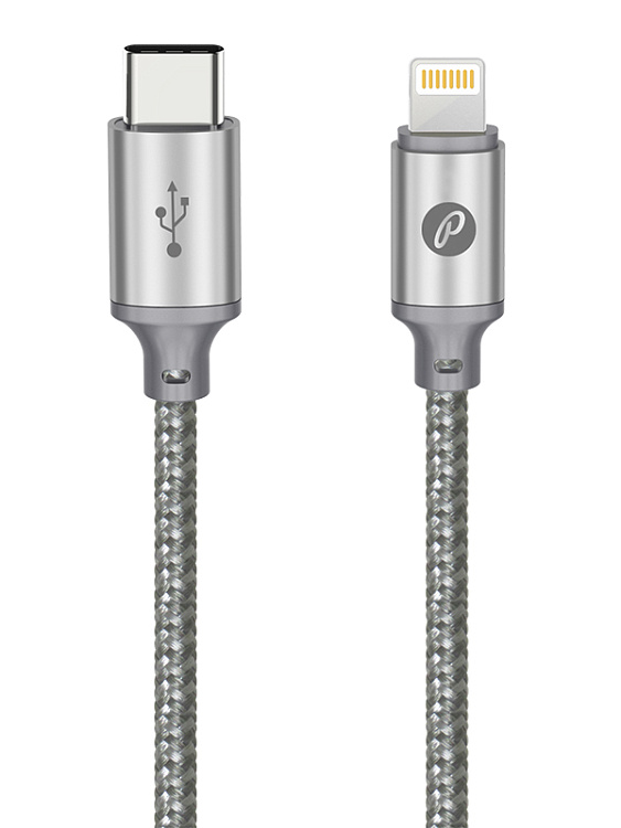 Кабель USB2.0, USB type-C - lightning, 1м, серый, Partner