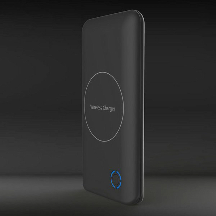 Беспроводное зарядное устройство, 6000 mAh, черный, покрытие soft touch