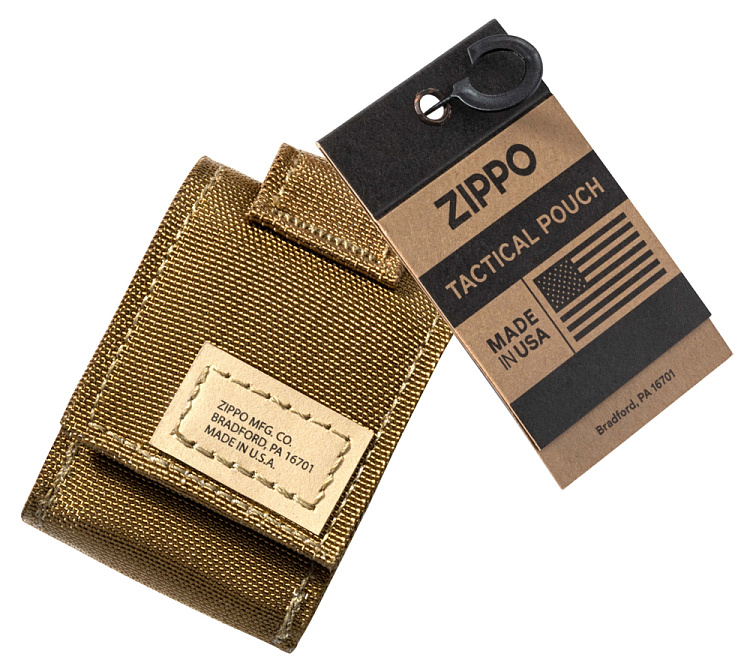 Чехол ZIPPO для широкой зажигалки,нейлон,с нейлоновым фиксатором на ремень, песочный