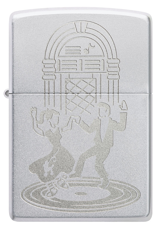 Зажигалка ZIPPO Vintage Dance с покрытием Satin Chrome, латунь/сталь, серебристая, 38x13x57 мм