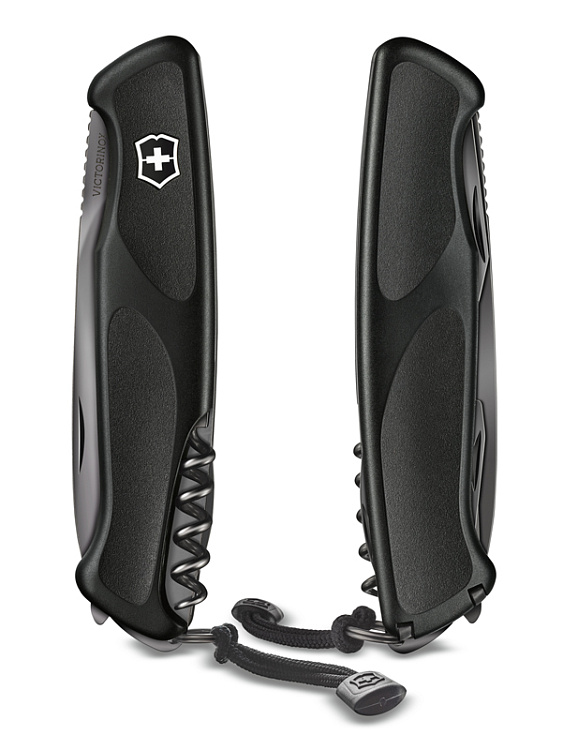 Нож перочинный VICTORINOX RangerGrip 55 Onyx Black, 130 мм, 12 функций, с фиксатором лезвия, чёрный
