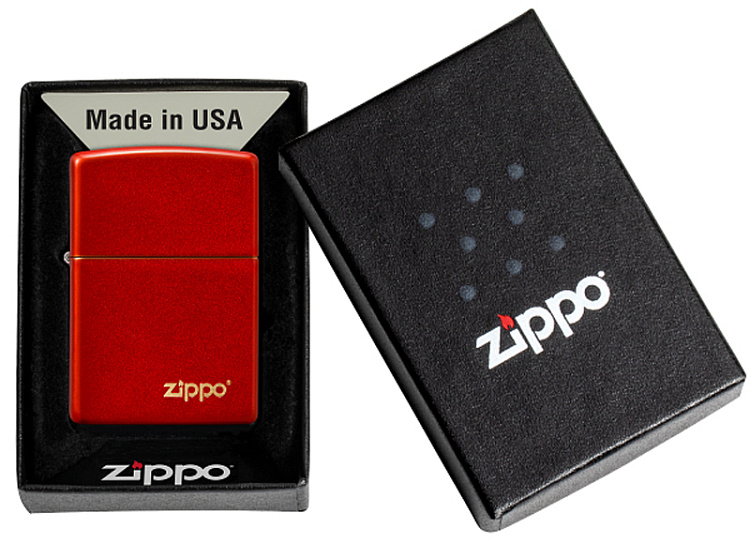 Зажигалка ZIPPO Classic с покрытием Metallic Red, латунь/сталь, красная, матовая, 38x13x57 мм