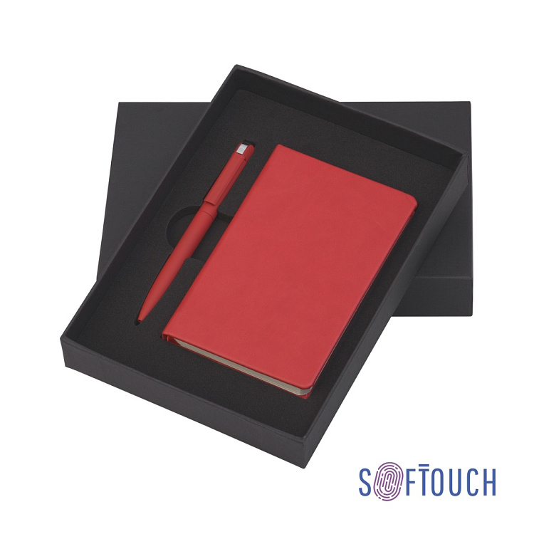 Набор подарочный "Лорен" с блокнотом А6, покрытие soft touch, красный#
