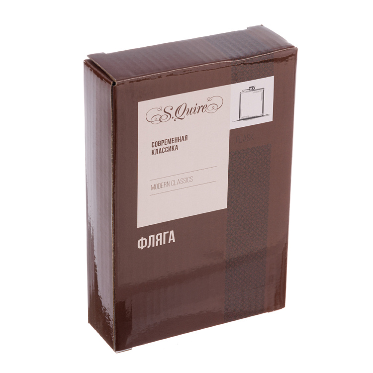 Фляга S.Quire 0,24 л, сталь+искусственная кожа, коричневая
