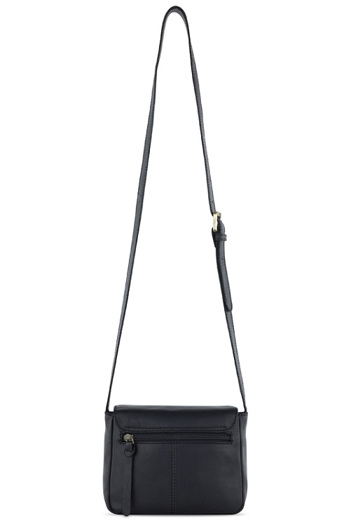 Сумка через плечо KLONDIKE RUSH «Monika», натуральная кожа в черном цвете, 20 х 15,5 х 8 см