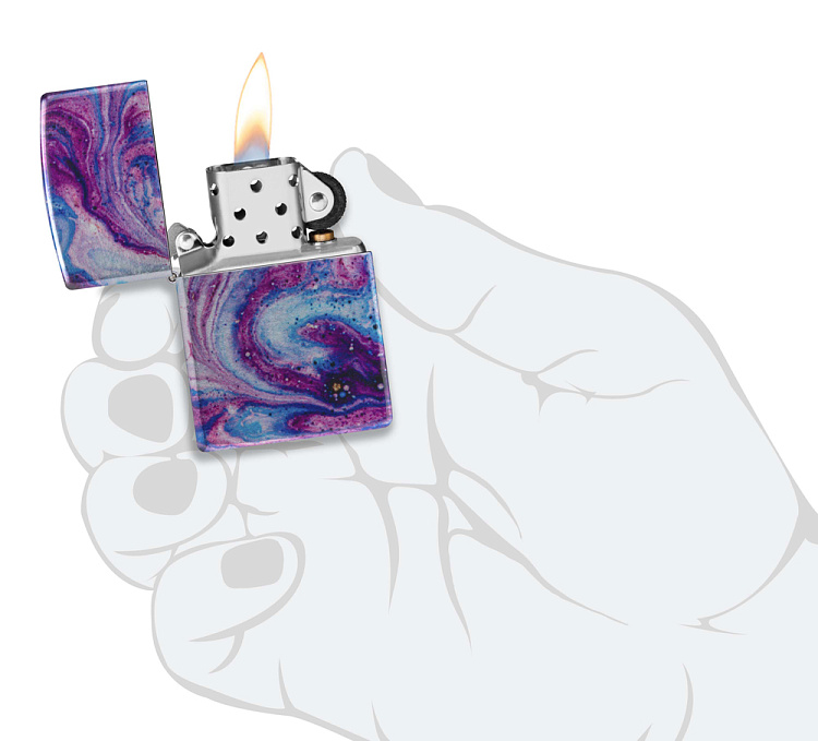 Зажигалка ZIPPO Universe Astro с покрытием 540 Tumbled Chrome, латунь/сталь, сиреневая, 38x13x57 мм