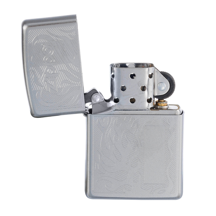Зажигалка ZIPPO с покрытием Satin Chrome, латунь/сталь, серебристая, матовая, 38x13x57 мм