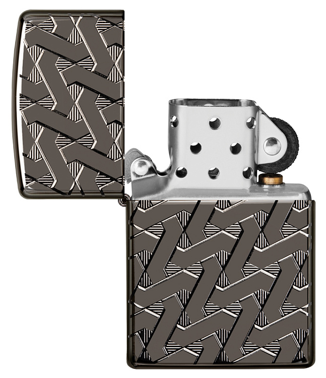 Зажигалка ZIPPO Armor™ с покрытием High Polish Black Ice®, латунь/сталь, чёрная, 38x13x57 мм