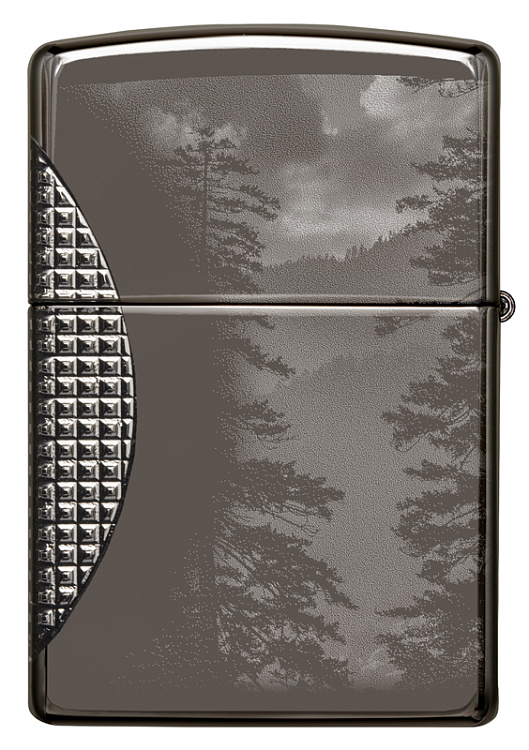 Зажигалка ZIPPO Armor™ Wolf  с покрытием High Polish Black Ice®, латунь/сталь, чёрная, 38x13x57 мм