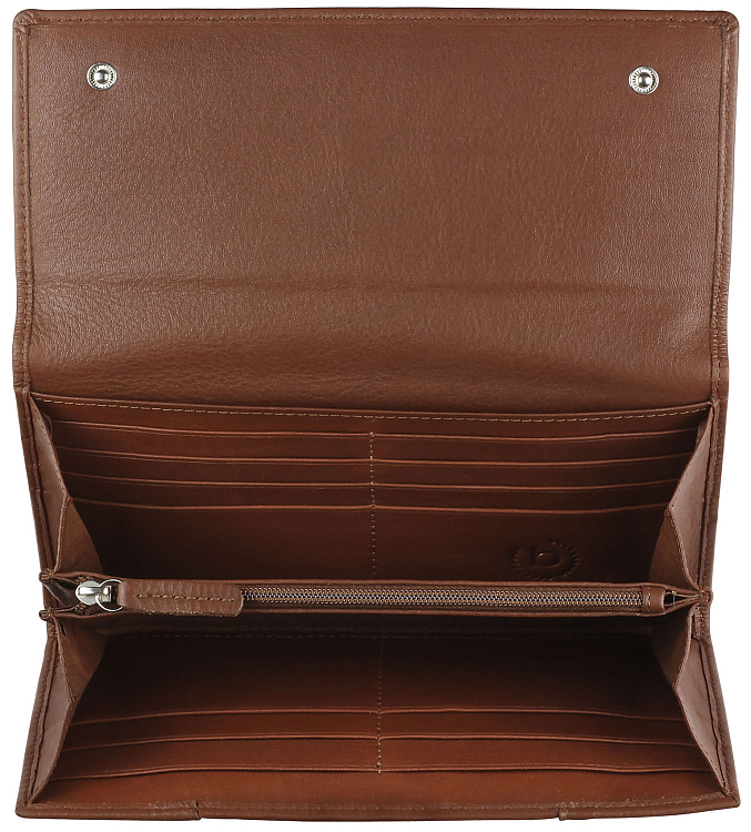 Кошелёк женский BUGATTI Lady Top, коньячный, натуральная воловья кожа, 20х2,5х10,5 см