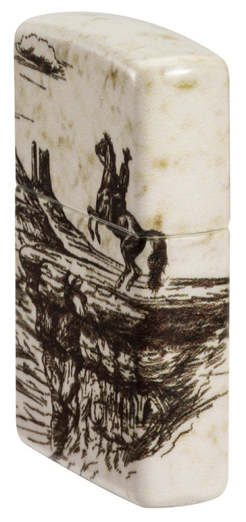Зажигалка ZIPPO Western Design с покрытием 540 Matte, латунь/сталь, белая, 38x13x57 мм
