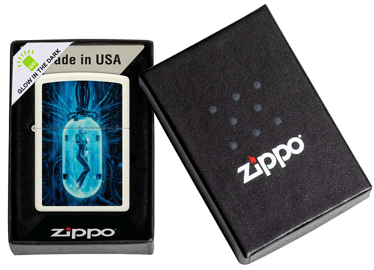 Зажигалка ZIPPO Woman in Tube с покрытием Glow In The Dark Green, латунь/сталь, белая, 38x13x57 мм