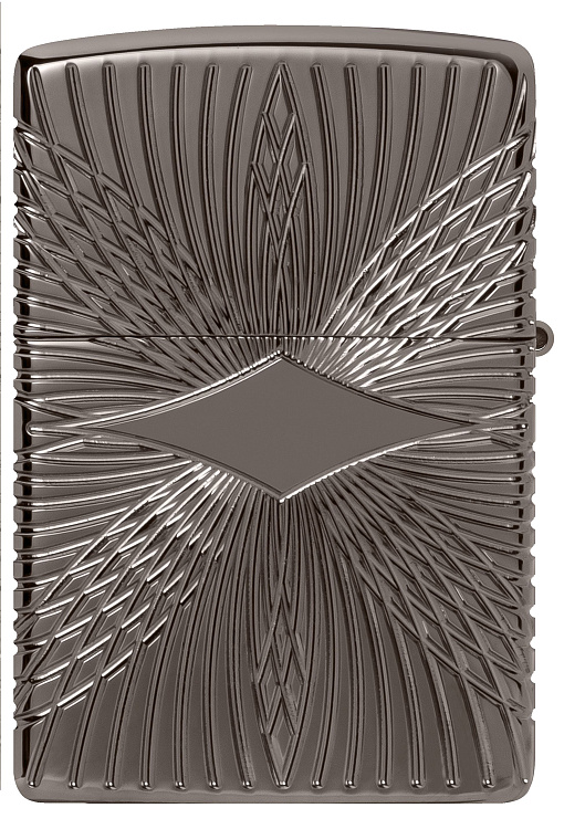 Зажигалка ZIPPO Armor® с покрытием Black Ice®, латунь/сталь, чёрная, 38x13x57 мм