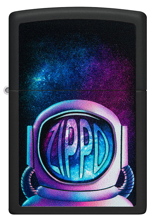 Зажигалка ZIPPO Astronaut с покрытием Black Matte, латунь/сталь, чёрная, матовая, 38x13x57 мм