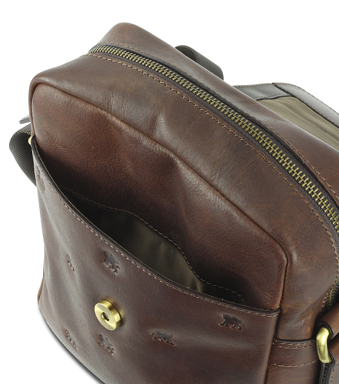 Сумка через плечо Mano "Don Leon", натуральная кожа в коричневом цвете, 20 х 25 х 8 см