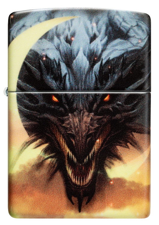 Зажигалка ZIPPO Dragon Design с покрытием Glow In The Dark Green, латунь/сталь, черная, 38x13x57 мм