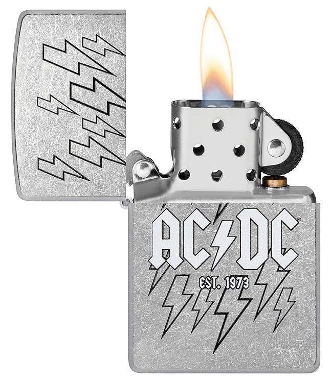 Зажигалка ZIPPO AC/DC с покрытием Street Chrome, латунь/сталь, серебристая, 38x13x57 мм