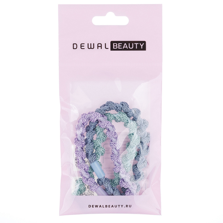 Резинки для волос Dewal Beauty, цвет сиреневый/мятный/серо-синий (3шт.)