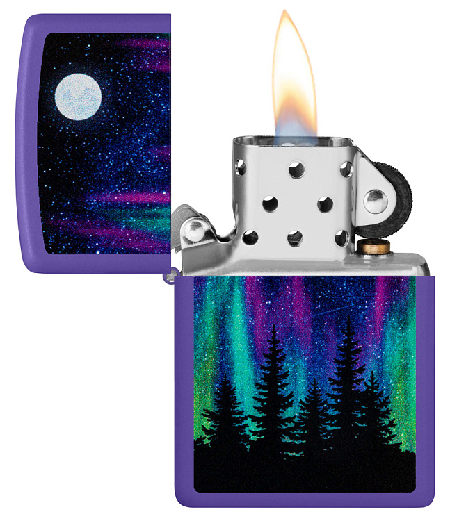 Зажигалка ZIPPO Night In The Forest с покрытием Purple Matte, латунь/сталь, фиолетовая, 38x13x57 мм