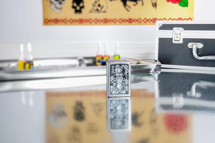 Зажигалка ZIPPO Steampunk с покрытием Street Chrome, латунь/сталь, серебристая, 38x13x57 мм