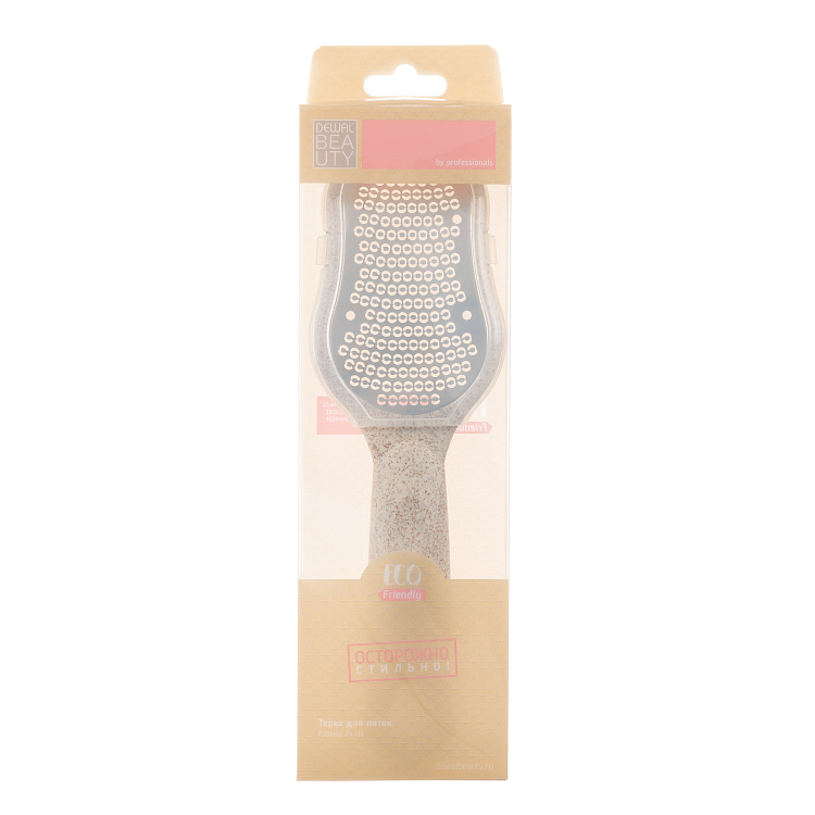 Скребок для удаления мозолей Dewal Beauty с ручкой из пшеничной соломы, 24 см