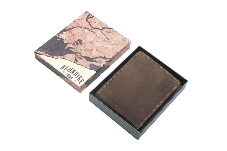 Бумажник KLONDIKE «Peter», натуральная кожа в темно-коричневом цвете, 12 х 9,5 см