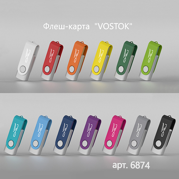 Флеш-карта "Vostok", объем памяти 16Gb, оранжевый, покрытие soft touch